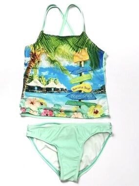 Girls Cute Tankini 2-Piece Swimsuit Size Medium 7-8
